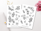 Preview: Flowers Black and White Sticker Set